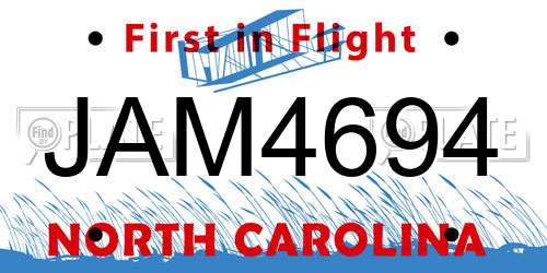 JAM4694 North Carolina License Plate