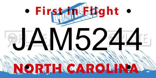 JAM5244 North Carolina License Plate