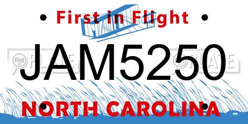 JAM5250 North Carolina License Plate
