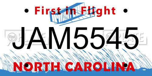 JAM5545 North Carolina License Plate