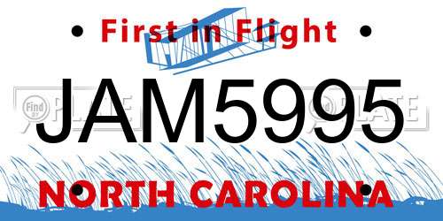 JAM5995 license plate in NC state