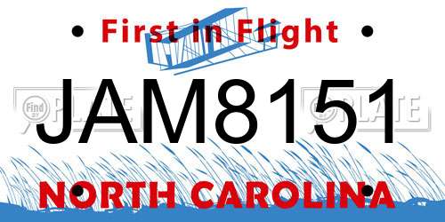 JAM8151 North Carolina License Plate