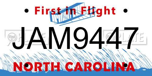 JAM9447 North Carolina License Plate