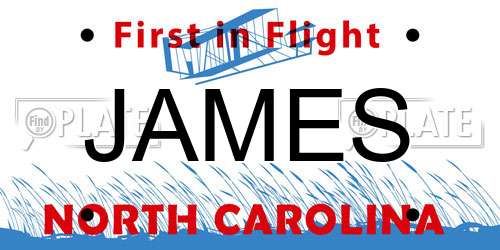 JAMES North Carolina License Plate