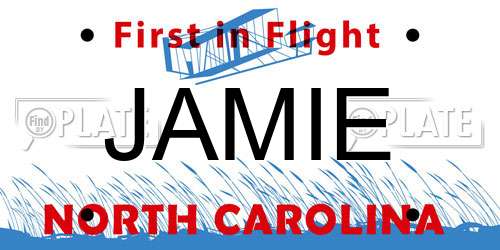 JAMIE North Carolina License Plate