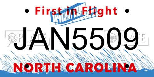 JAN5509 North Carolina License Plate