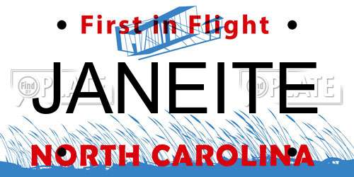 JANEITE North Carolina License Plate