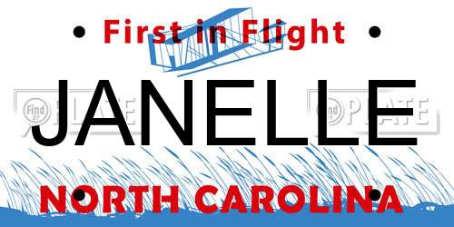 JANELLE North Carolina License Plate