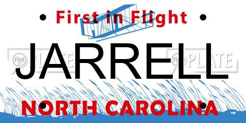 JARRELL North Carolina License Plate