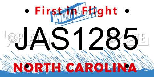 JAS1285 North Carolina License Plate