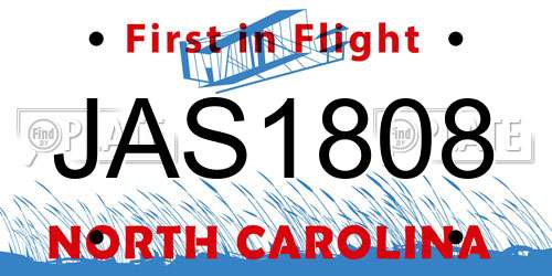 JAS1808 North Carolina License Plate