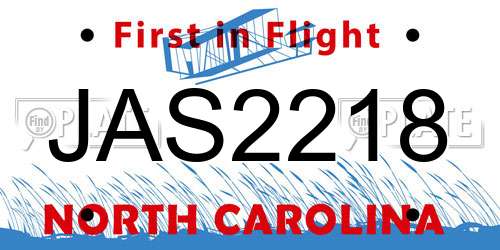 JAS2218 North Carolina License Plate