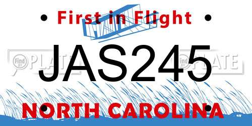 JAS245 North Carolina License Plate