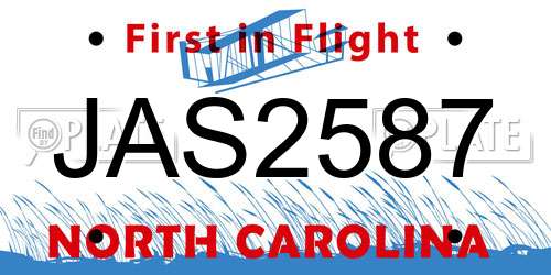 JAS2587 North Carolina License Plate