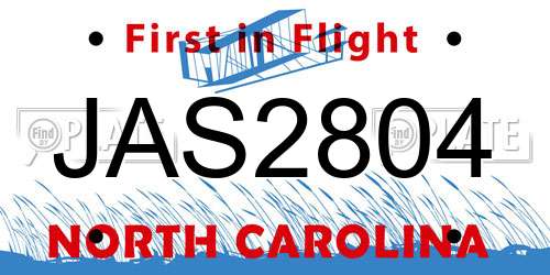 JAS2804 North Carolina License Plate