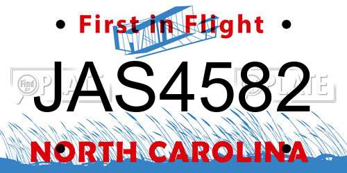 JAS4582 North Carolina License Plate