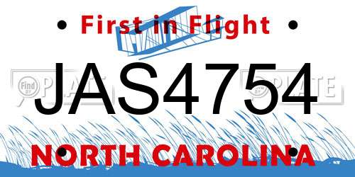 JAS4754 North Carolina License Plate