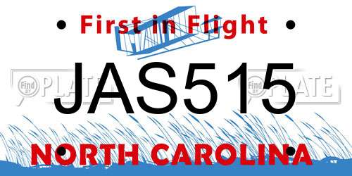 JAS515 North Carolina License Plate