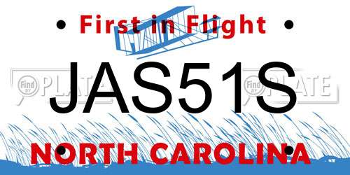 JAS51S North Carolina License Plate