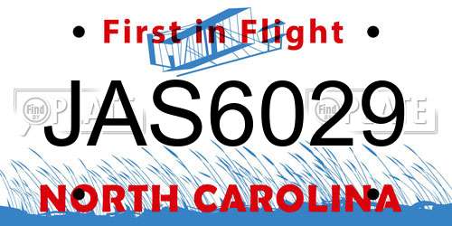 JAS6029 North Carolina License Plate