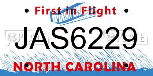 JAS6229 North Carolina License Plate