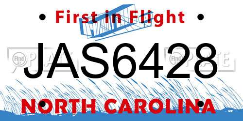 JAS6428 North Carolina License Plate