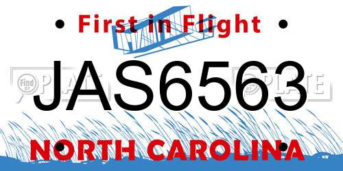 JAS6563 North Carolina License Plate