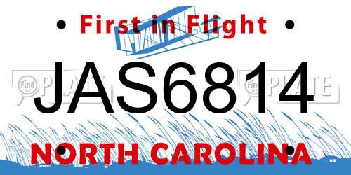 JAS6814 North Carolina License Plate