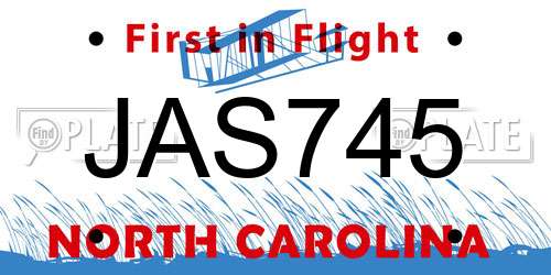 JAS745 North Carolina License Plate