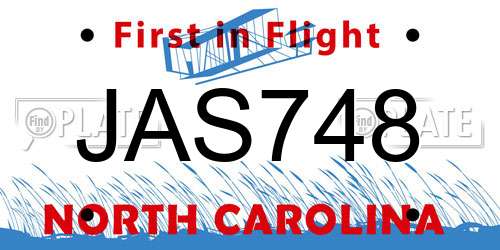 JAS748 North Carolina License Plate