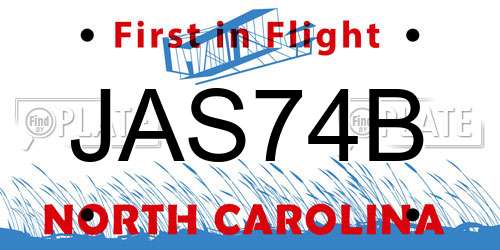 JAS74B North Carolina License Plate