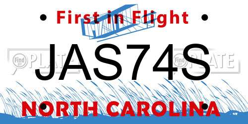 JAS74S North Carolina License Plate