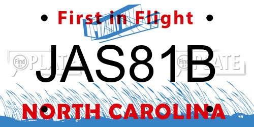 JAS81B North Carolina License Plate