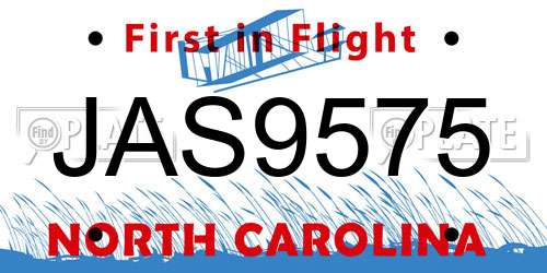 JAS9575 North Carolina License Plate