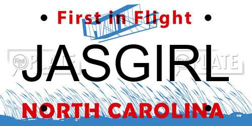 JASGIRL North Carolina License Plate