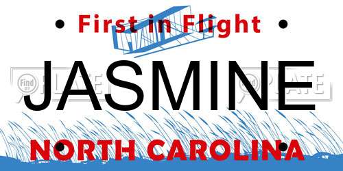 JASMINE North Carolina License Plate