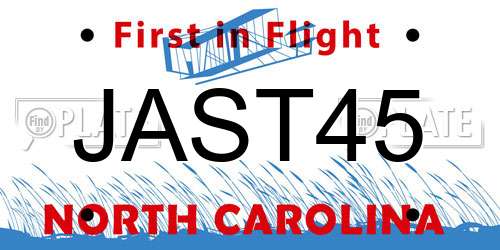 JAST45 North Carolina License Plate