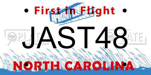 JAST48 North Carolina License Plate