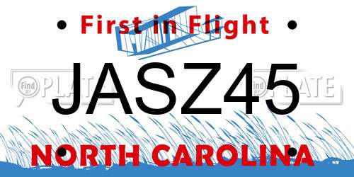 JASZ45 North Carolina License Plate