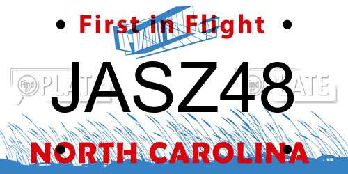 JASZ48 North Carolina License Plate