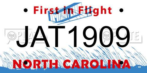 JAT1909 North Carolina License Plate