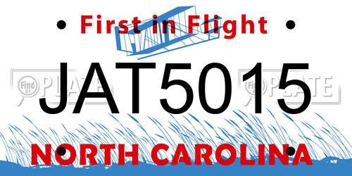 JAT5015 North Carolina License Plate