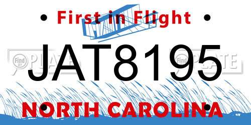 JAT8195 North Carolina License Plate