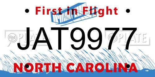 JAT9977 North Carolina License Plate