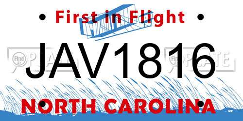 JAV1816 North Carolina License Plate