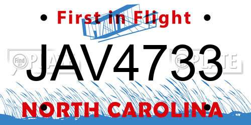 JAV4733 North Carolina License Plate