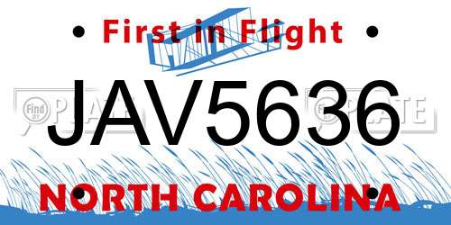 JAV5636 North Carolina License Plate