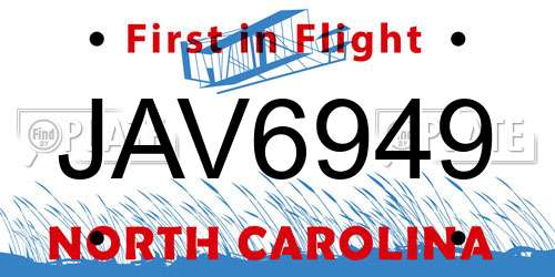 JAV6949 North Carolina License Plate