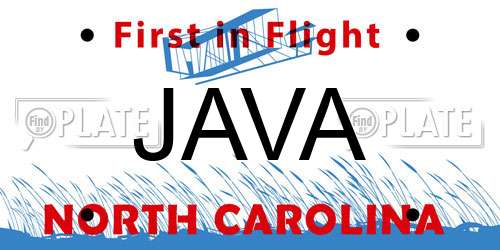 JAVA North Carolina License Plate