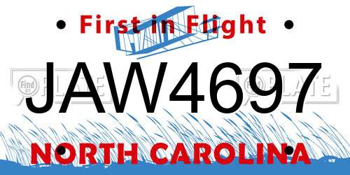 JAW4697 North Carolina License Plate